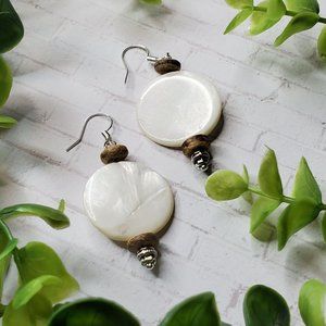 3/$25 Mother of Pearl Earrings Wood Bead Dangles